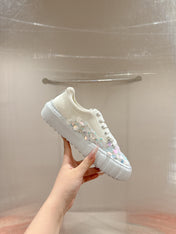 RUNWAY SEQUIN CASUAL SHOES IN WHITE CALFSKIN