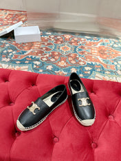 ESPADRILLES BLACK LAMBSKIN GOLD TRIOMPHE