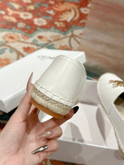 ESPADRILLES WHITE LAMBSKIN GOLD TRIOMPHE