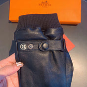 GLOVES IN BLACK SHEEPSKIN AND WOOL 112362