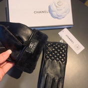 GLOVES IN BLACK LAMBSKIN WITH GOLD LOGO 462263