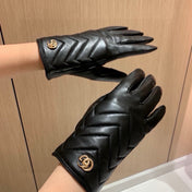 TOUCHSCREEN GLOVES IN BLACK LAMBSKIN AND FABRIC LINING 463861