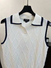 CHANEL 26S SLEEVELESS KNIT POLO TOP 1430