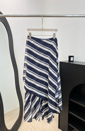 RALPH LAUREN 26S STRIPED SILK MIDI SKIRT 353