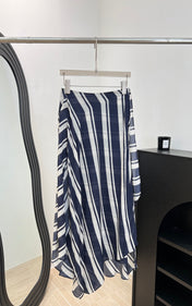 RALPH LAUREN 26S STRIPED SILK MIDI SKIRT 353