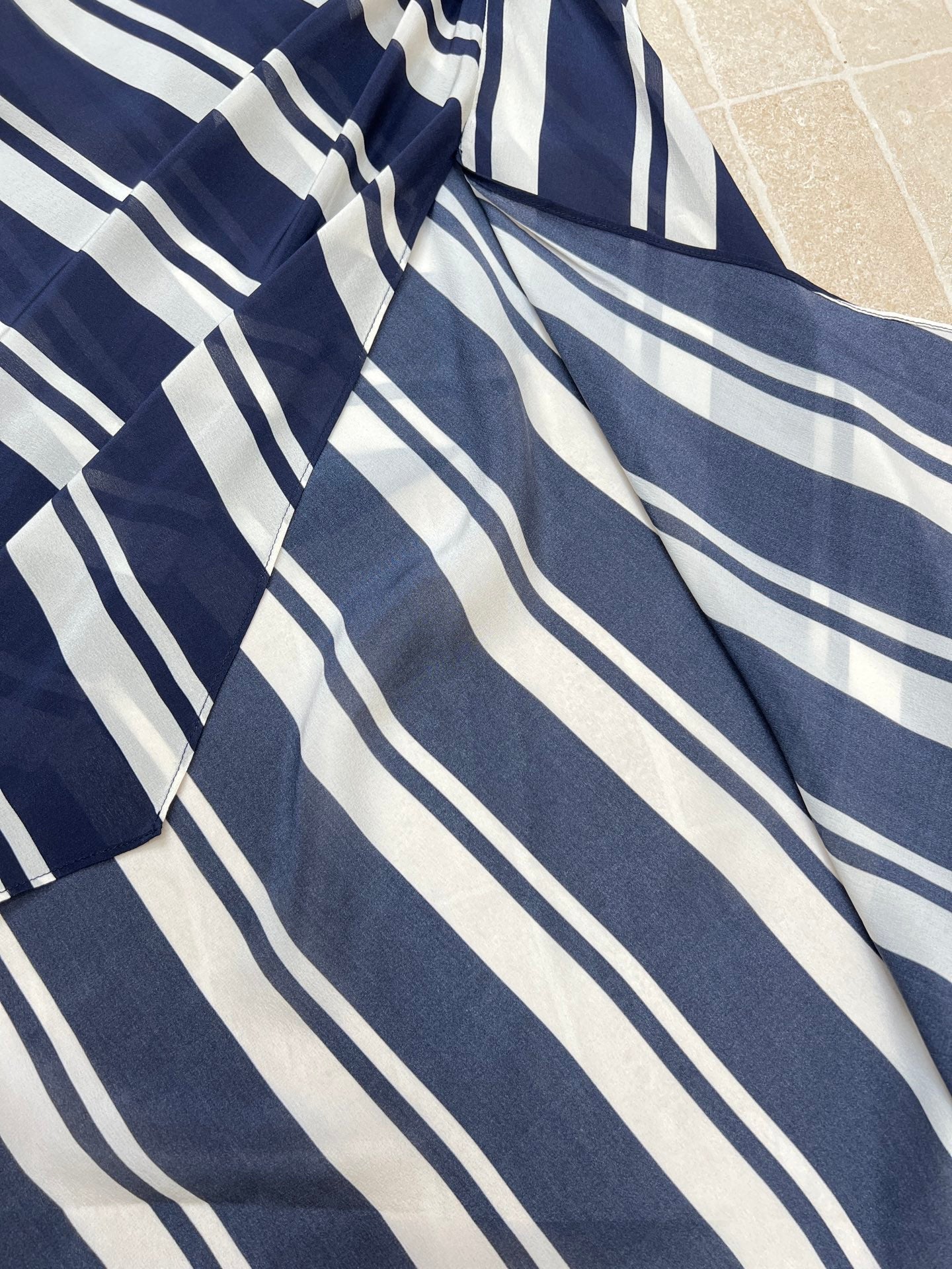 RALPH LAUREN 26S STRIPED SILK MIDI SKIRT 353