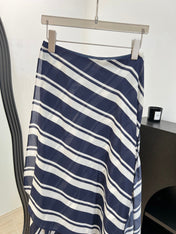 RALPH LAUREN 26S STRIPED SILK MIDI SKIRT 353