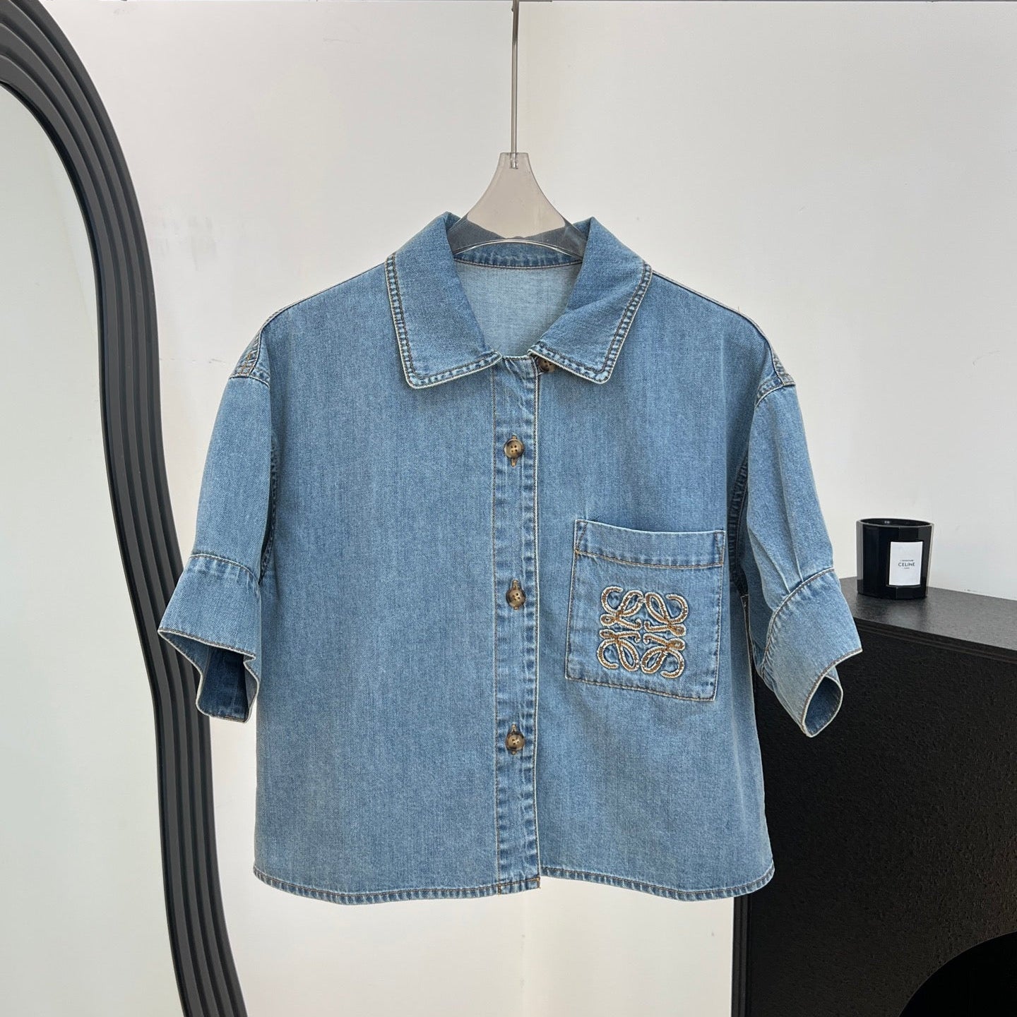 LOEWE 26S SHORT-SLEEVE DENIM SHIRT 562