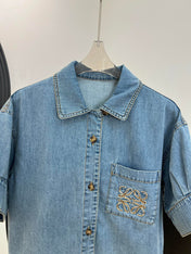 LOEWE 26S SHORT-SLEEVE DENIM SHIRT 562