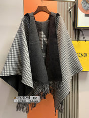FFPONCHO 160 CM IN BLACK CASHMERE AND WOOL
