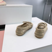 MIUMIU 26S BOAT SHOES IN BROWN MESH AND SUEDE
