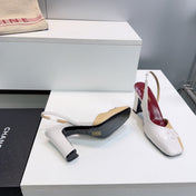 CHANEL 26S SLINGBACK 100 MM IN BEIGE AND WHITE LAMBSKIN