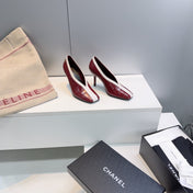 CHANEL 26S HIGH HEELS 100 MM IN DARK RED CROCODILE-EMBOSSED CALFSKIN