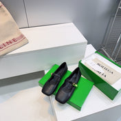 BOTTEGA VENETA 26S SQUARE-TOE MARY JANES IN BLACK LAMBSKIN