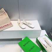 BOTTEGA VENETA 26S SQUARE-TOE MARY JANES IN WHITE LAMBSKIN