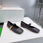 BOTTEGA VENETA 26S SQUARE-TOE MARY JANES IN DARK BROWN LAMBSKIN