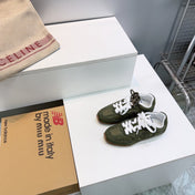 MIUMIU 26S NEW BALANCE SNEAKERS IN OLIVE GREEN SUEDE & FABRIC