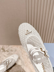 PRADA 25S BALLERINAS BALLET FLATS IN WHITE MESH FABRIC