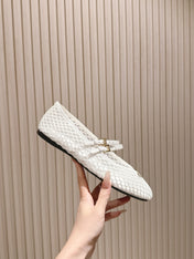 PRADA 25S BALLERINAS BALLET FLATS IN WHITE MESH FABRIC