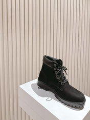 CELINE 25S MARTIN BOOTS IN BLACK CALFSKIN
