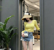 CHANEL 26S RAFFIA VISOR WITH BLACK CC LOGO 338095