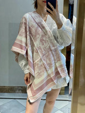 DIOR SCARF 110 CM IN COTTON-SILK FABRIC 730607