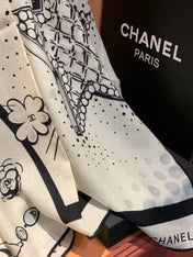 CHANEL 25S SCARF 140 IN SILK AND CASHMERE 931994