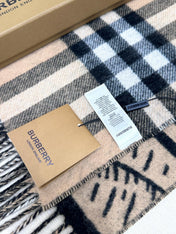 REVERSIBLE EKD SCARF 210 CM IN BLACK MIX CAMEL BEIGE CASHMERE 410182