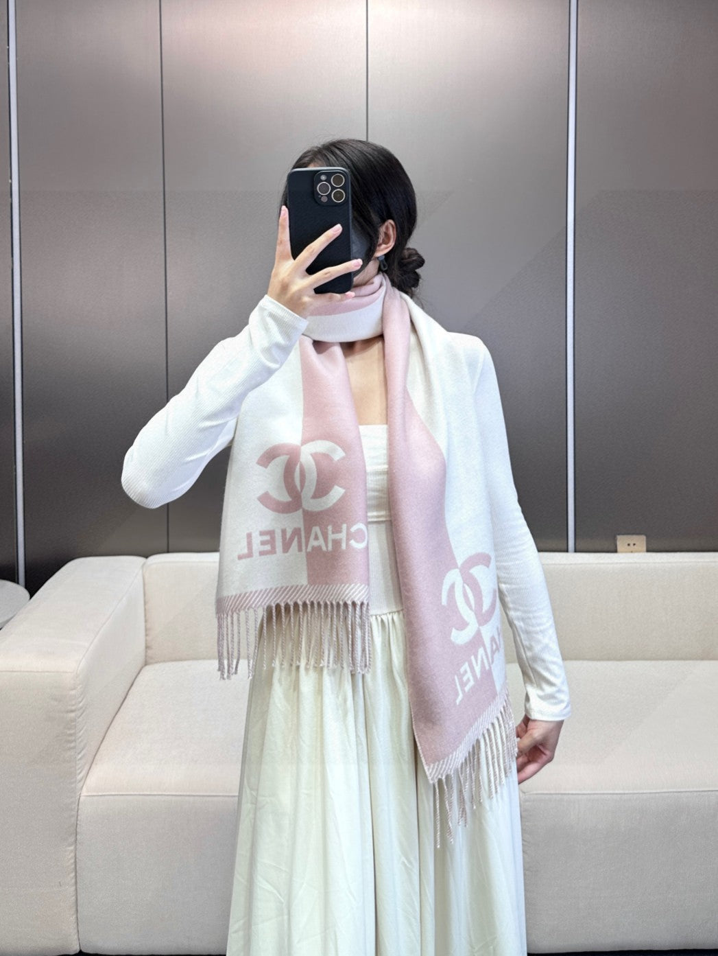 CHANEL 25S SCARF 184 IN MERINO WOOL 727322