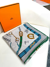 HERMES 25S SCARF 135 IN CASHMERE SILK 737308