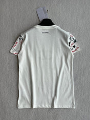 CHANEL OFF-WHITE LOGO PRINT T-SHIRT