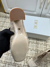 DIOR 26S LACE UP ANKLE BOOTS 35MM IN BEIGE LACE SUEDE BLOCK HEEL