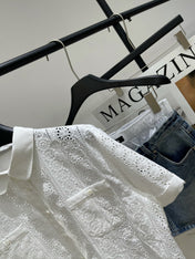 CELINE SHORT SLEEVE CUT-OUT SHIRT 273109