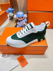 BOUNCING SNEAKER IN PALE GRAY SUEDE AND GREEN FOREST KNIT
