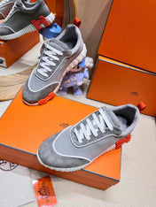 BOUNCING SNEAKER IN SMOKE GRAY SUEDE AND CALFSKIN