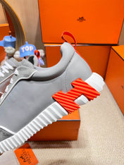 BOUNCING SNEAKER IN SMOKE GRAY SUEDE AND CALFSKIN