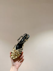 TRIOMPHE SANDAL 85 MM IN GOLD LAMBSKIN