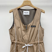 MIUMIU DRAWSTRING WAIST BLAZER DRESS WITH CREW NECK 268044