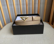 PRADA 25S BELT 20 MM IN BEIGE BROWN CALFSKIN 571384