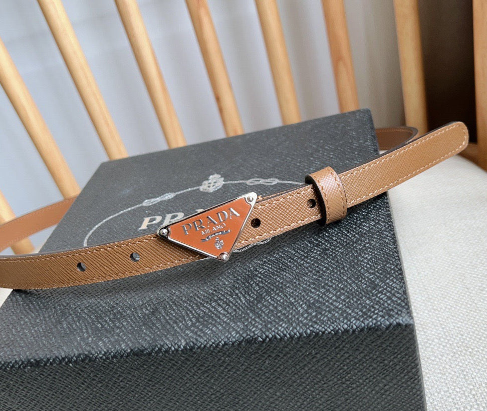 PRADA 25S BELT 15 MM IN BROWN CALFSKIN 598407