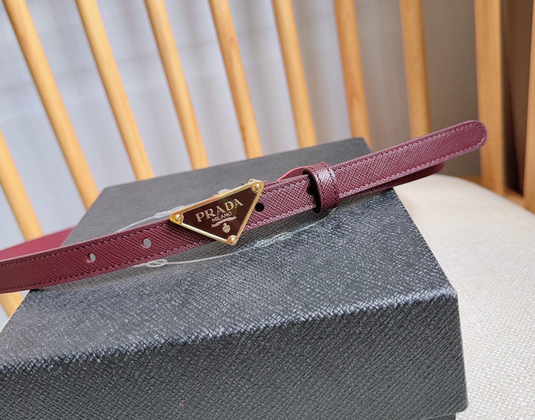 PRADA 25S BELT 15 MM IN RED CALFSKIN 598412
