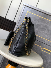 CHANEL BAG 25S 37 CM IN BLACK LAMBSKIN WITH GOLD HARDWARE