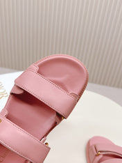 DIOR BACK-STRAP SANDALS 25S IN PEACHY PINK CALFSKIN WITH GOLD HARDWARE