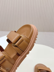 DIOR BACK-STRAP SANDALS 25S IN BROWN CALFSKIN WITH GOLD HARDWARE