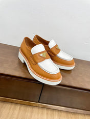 PRA CHOCOLATE LOAFERS WHITE AND BRONZE CALFSKIN