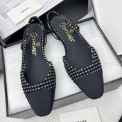 CC SLINGBACK 25S 25 MM IN BLACK MIX WHITE TWEED AND FABRIC