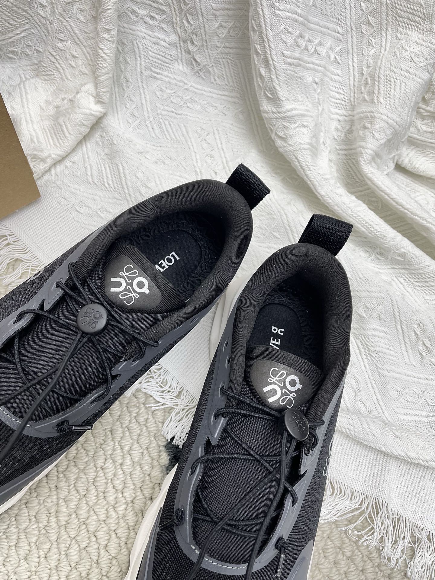 LOEWE 26S CLOUDSOLO SNEAKERS IN BLACK AND WHITE RECYCLED POLYESTER