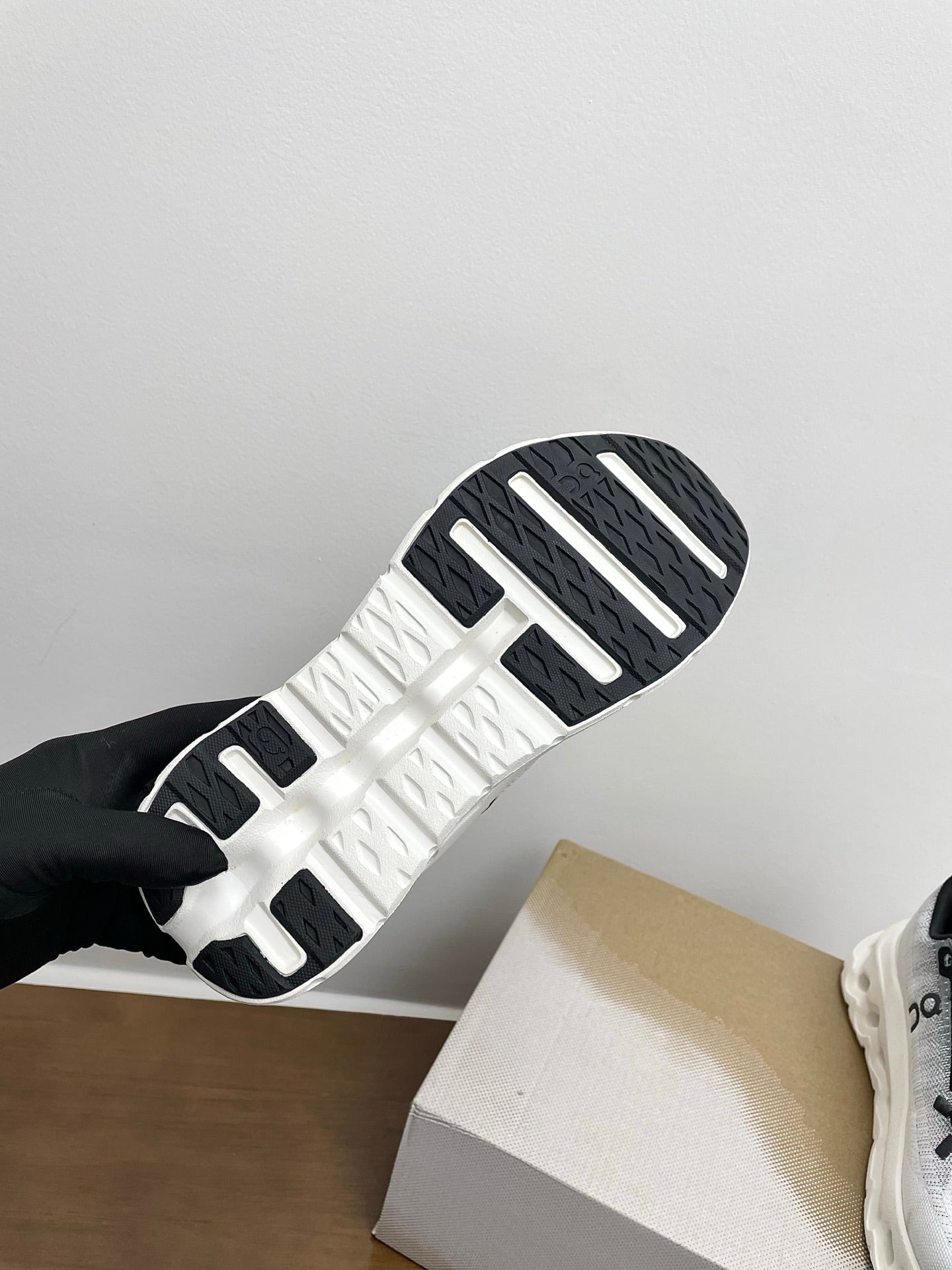 LOEWE 26S CLOUDTILT SNEAKER IN BLACK IVORY RECYCLED POLYESTER
