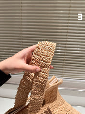 TOTE 38 BAG IN BEIGE BROWN STRAW WOVEN