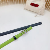 Vlogo Buckle Water Wave Silver Copper Glossy Green Black Leather 20mm Belt